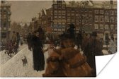 Le Pont Singel à la Paleisstraat à Amsterdam - Peinture de George Hendrik Breitner Poster 60x40 cm - Tirage photo sur Poster (décoration murale salon / chambre)