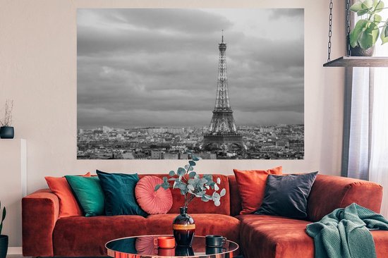 Affiche Tour Eiffel illuminée au crépuscule 180x120 cm - Tirage photo sur Poster (décoration murale salon / chambre) XXL / Groot format!