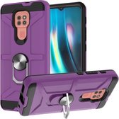 Voor Motorola Moto G9/G9 Play/E7 Plus War-god Armor TPU + PC Schokbestendige magnetische beschermhoes met ringhouder (paars)