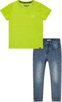 Koko Noko BIO Basics Set(2delig) Jeans NOX en Shirt Neon yellow - Maat 86/92