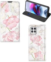 Stand Case Hoesje Cadeau voor Mama Motorola Moto G100 Smart Cover Mooie Bloemen