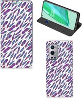 Flip Cover OnePlus 9 Pro Phone Case Plumes Couleur