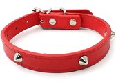 Honden halsband kunstleer rood met studds spikes middelgrote hond