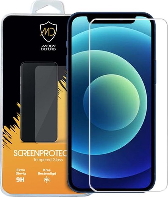 Apple iPhone 12 / iPhone 12 Pro screenprotector - MobyDefend Case-Friendly Gehard Glas Screensaver - Screen Protector - Glasplaatje Geschikt Voor:...