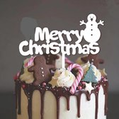 Taarttopper sneeuwpop wit "Merry Christmas" | Bakken - Kerstmis