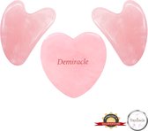 Demiracle® Gua Sha Love Bundel – 100% echte Rose Quartz – Massagehulpmiddel – Gezichtsmassage – Massage – Ontspanning – Kwaliteit