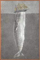 JUNIQE - Poster met kunststof lijst Revenge of the Whale -20x30 /Grijs
