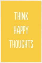 JUNIQE - Poster in kunststof lijst Happy Thoughts -30x45 /Geel