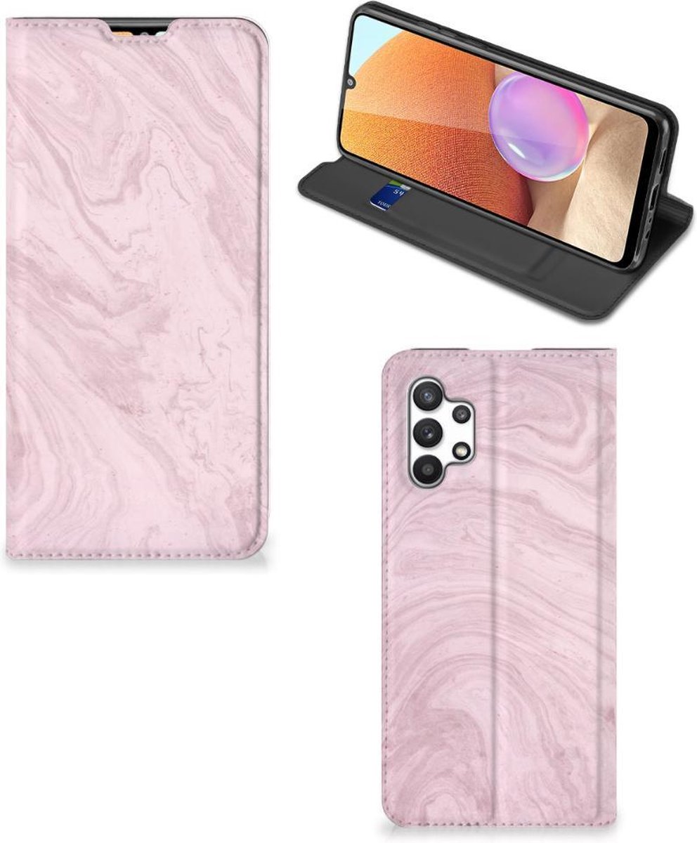 Flip Case Samsung Galaxy A32 5G Enterprise Editie Samsung A32 4G Smart Cover Marble Pink