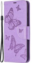 Nokia 1.4 Hoesje - Mobigear - Butterfly Serie - Kunstlederen Bookcase - Paars - Hoesje Geschikt Voor Nokia 1.4