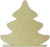 Houten Kerstboom met stander 15 x 15 cm