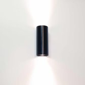 Artdelight - Wandlamp Roulo 2 lichts H 15,4 Ø 6,5 cm zwart