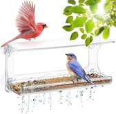 PALMAT® Vogelvoederhuisje Raam – Vogelhuisje – Transparant – XL Kijkraam – Doorzichtig met Zuignap