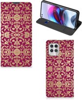 Bookcase Idées cadeaux Motorola Moto G100 Coque de téléphone avec photo Baroque Pink