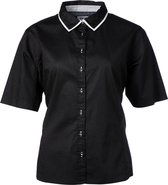 Dames blouse zwart, wit detail | Maat 44