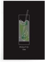 Walljar - Mojito Cocktail - Muurdecoratie - Poster met lijst