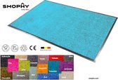 Wash & Clean vloerkleed / entree mat voor professioneel gebruik, droogloop, kleur "Turquoise" machine wasbaar 30°, 180 cm x 120 cm.