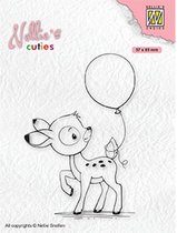 NCCS008 Clearstamp Nellie Snellen - Nellie's Cuties stempel - Young deer with balloon - baby kind hert ballon geboorte