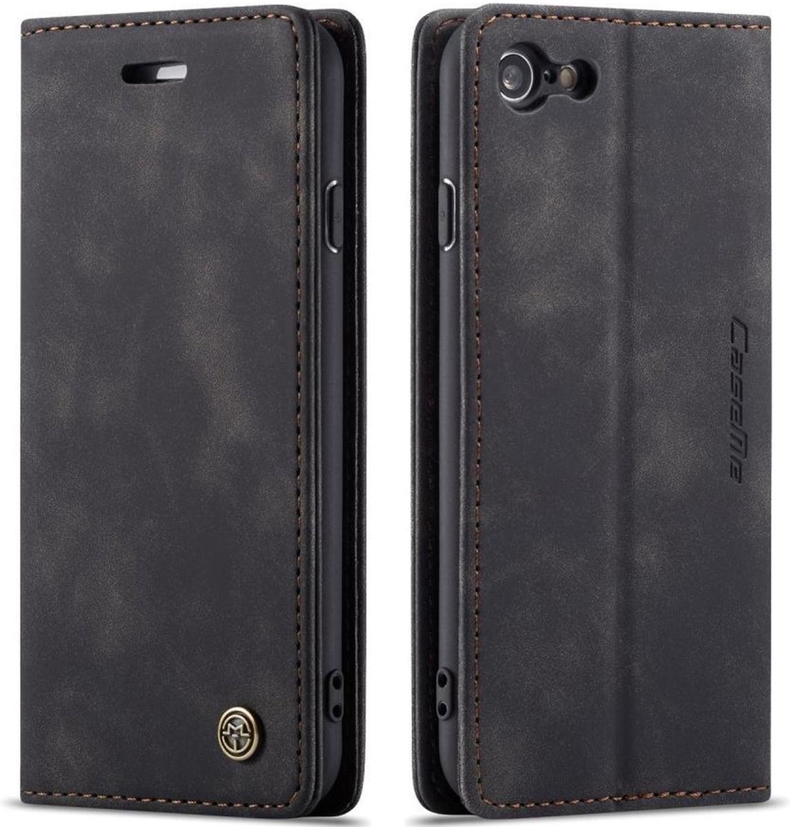 CaseMe Book Case - Geschikt voor iPhone SE (2022/2020), iPhone 8 / 7 Hoesje - Zwart
