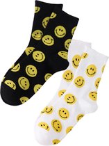 Winkrs - Vrolijke Sokken met Smileys - Set van 2 paar maat 36-41 -dames/tieners/sportsokken