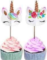 Unicorn taartdecoratie - 10 stuks cupcake toppers - Eenhoorn topper - Taart topper - Cake - Taart - Prikker - 9 cm