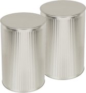Set van 2x stuks opslagboxen/voorraadblikken met klik-deksel in de kleur zilver van tin-metaal  met formaat 11 x 17,6 cm