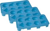 Set van 3x stuks ijsblokjes/ijsklontjes fruitvorm voor 8 blokjes - ijsblokjesvorm