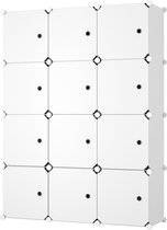 Lowander armoire 3x4 compartiments 'Messina' blanc 111x148 cm - armoire en plastique / armoire de rangement / séparateur de pièce verrouillable