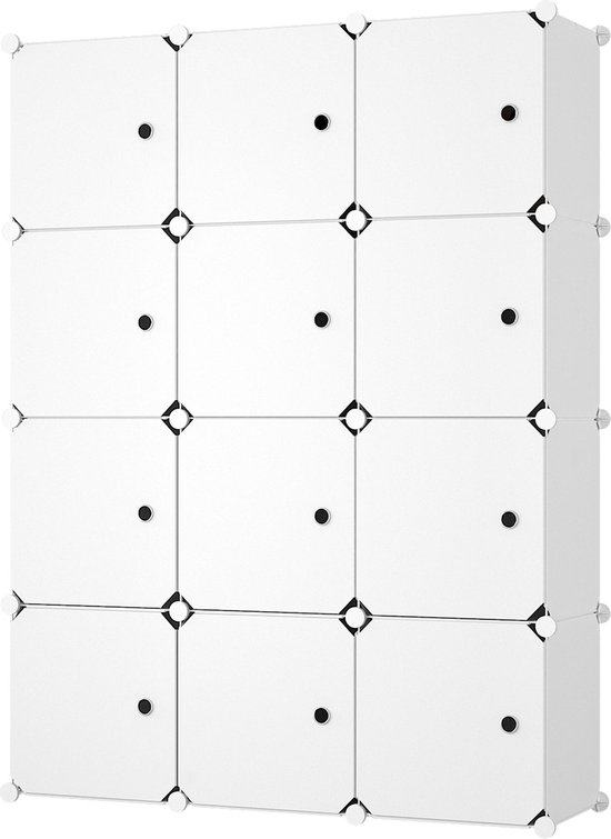 Lowander armoire 3x4 compartiments 'Messina' blanc 111x148 cm - armoire en plastique / armoire de rangement / séparateur de pièce verrouillable