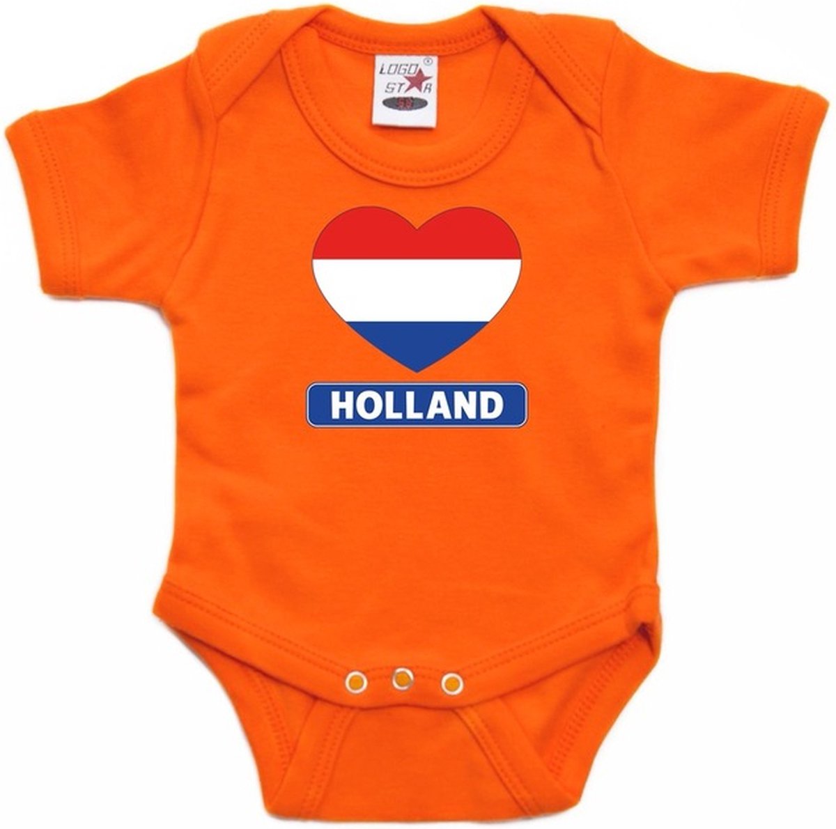 Oranje rompertje - Holland hartjes vlag - cadeau voor baby - babykleding - kraamcadeau - korte mouwen 80