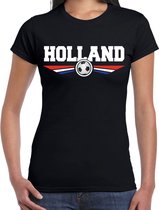 Holland landen / voetbal t-shirt met wapen in de kleuren van de Nederlandse vlag - zwart - dames - Holland landen shirt / kleding - EK / WK / voetbal shirt M