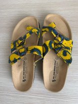 African print cork slippers - Cross Toe Yellow