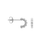 Karma 925 Sterling Zilveren Plain Half Hoops Pretty Pearls Oorknoppen  - Zilverkleurig