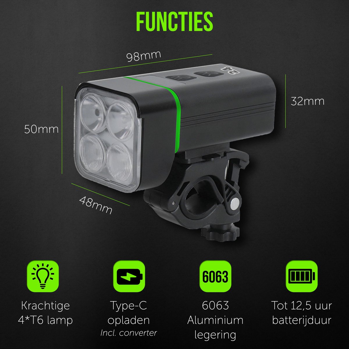 Activ24™ - Zeer sterke LED fietslamp krachtige 2000 lumen fiets lamp - zware... | bol.com