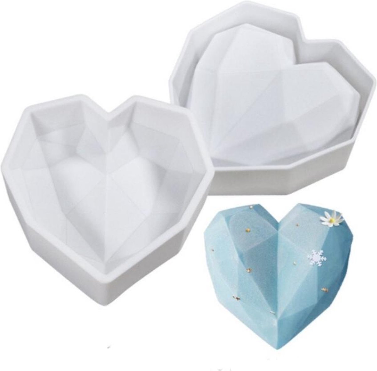 Siliconen mal harten Bakvorm | 3D Diamanten Hart | Chocolade Hart | Chocoladevorm I Siliconen bakvormen I Siliconen hart mal