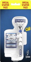 Gillette Mach 3 Turbo 3D Scheerhouder + Scheermesjes 5 stuks - Voordeelverpakking