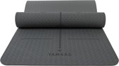 Yamkas Yogamat TPE Alignment 6 mm - Yoga Fitness Mat - Yogamatten Anti Slip Trainingsmat 183 x 61 x 0.6 cm - Grijs