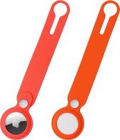 Airtag Sleutelhanger set - 4 stuks - IN-VI® - hoge kwaliteit Premium siliconen hanger - Beschermende Hanger voor Apple AirTag  - Oranje