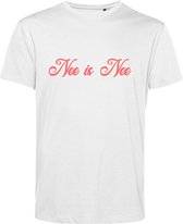 Nee is Nee T-shirt - Wit T-shirt korte mouw - Maat  XXL - 100% Cotton