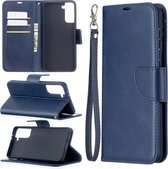 Samsung Galaxy S21 Plus (S21+) Hoesje, MobyDefend Wallet Book Case Met Koord, Blauw | GSM Hoesje / Telefoonhoesje Geschikt Voor: Samsung Galaxy S21 Plus (S21+)
