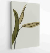 Earth tone boho foliage line art drawing with abstract shape. Abstract Plant Art design for print, cover, wallpaper, Minimal and natural wall art. 3 - Moderne schilderijen – Vertic
