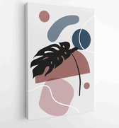 Foliage line art drawing with abstract shape. Abstract Plant Art design for print, cover, wallpaper, Minimal and natural wall art. 4 - Moderne schilderijen – Vertical – 1823785487