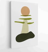 Foliage line art drawing with abstract shape. Abstract Plant Art design for print, cover, wallpaper, Minimal and natural wall art. 2 - Moderne schilderijen – Vertical – 1823785490
