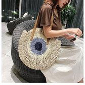 Rotan Handtas - Ronde Schoudertas - Zomer Strandtas - Shopper - Creme