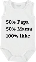 Baby romper met tekst | 50% papa, 50% mama, 100% ikke | mouwloos | maat 50-56 | kraam cadeau | baby