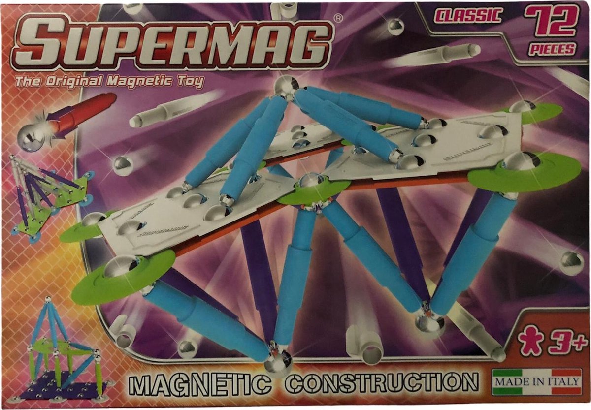 Supermag 72 delig magnetische bouwset 0405