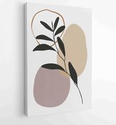Botanical wall art vector set. Floral and Foliage line art drawing with abstract shape. 4 - Moderne schilderijen – Vertical – 1810230217 - 40-30 Vertical