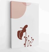 Botanical wall art vector set. Foliage line art drawing with abstract shape. 2 - Moderne schilderijen – Vertical – 1810924399 - 50*40 Vertical