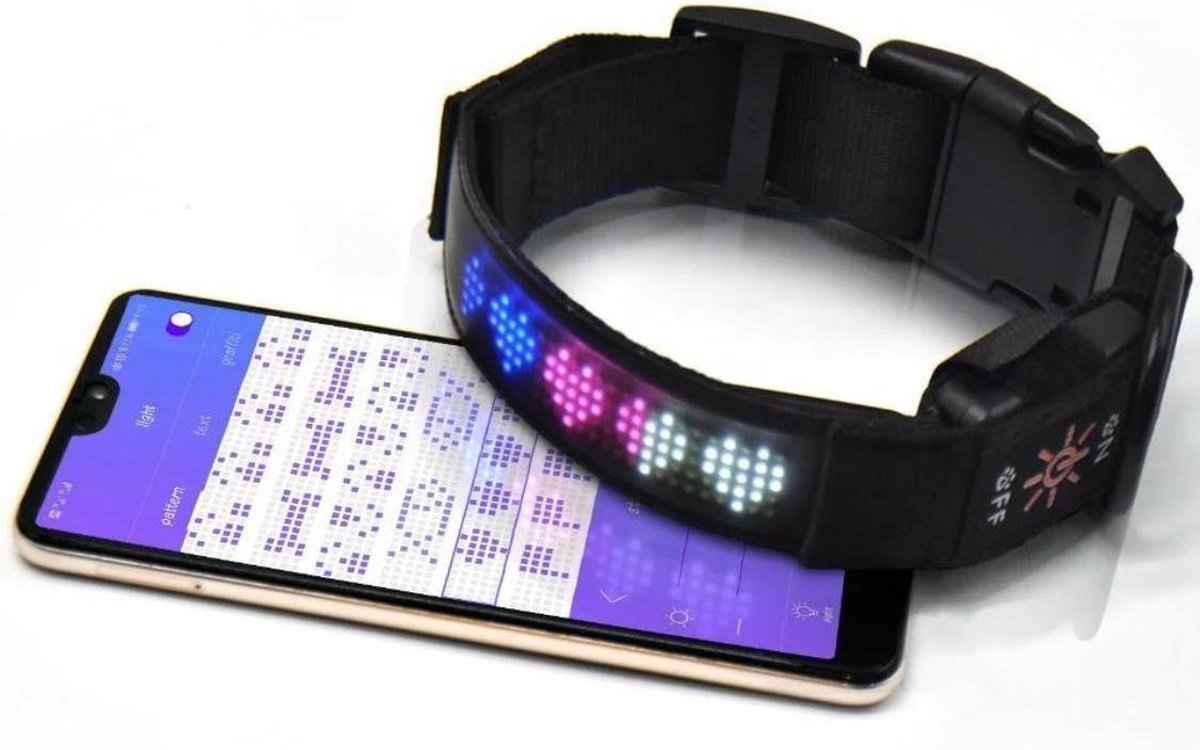 Honden Smart Halsband Smart LED USB oplaadbaar bluetooth connect met smartphone halsband