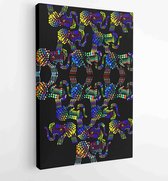 Bright abstract pattern on a black background color of the elephants - Moderne schilderijen - Vertical - 36042469 - 80*60 Vertical